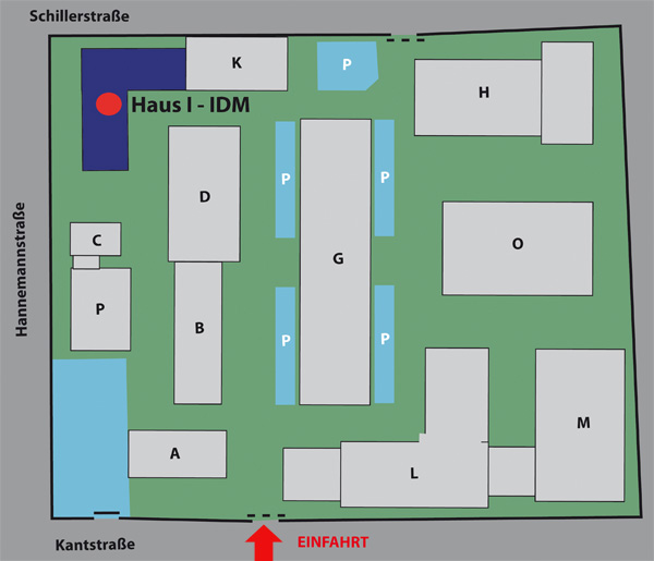 Lageplan des Campus Teltow-Seehof - IDM, Haus I